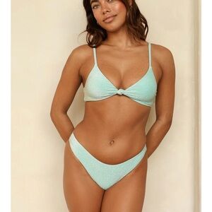 Dippin' Daisy's Shimmer Knot Bikini Set in Mint
